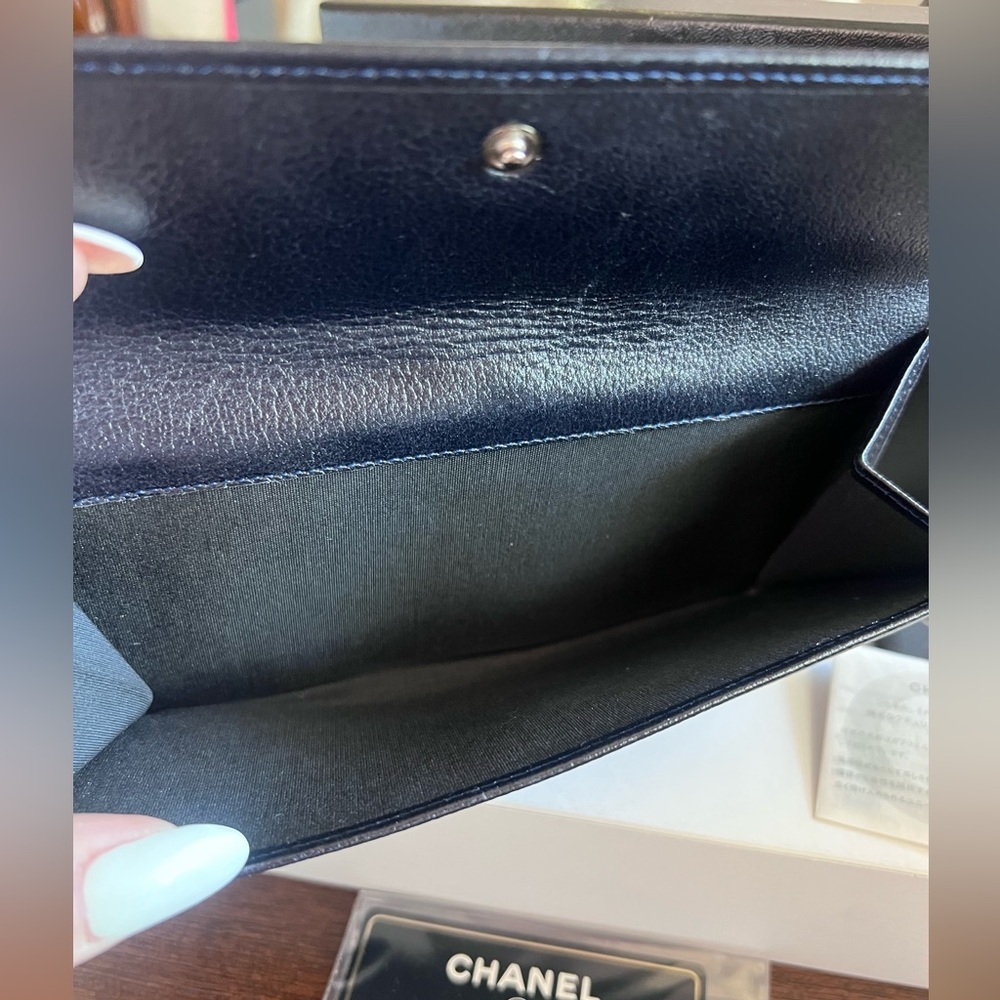 CHANEL Camellia Flower Empreinte Black Leather Bill Card Wallet with Box & Card - Picture 8 of 16